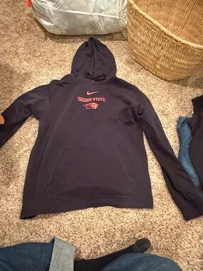 Nike Navy Oregon State Zip-Up Hoodie with Orange Logo